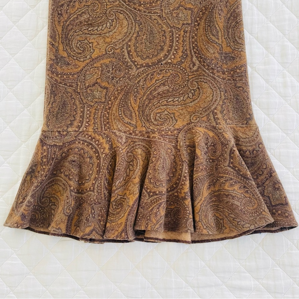 Vintage Ralph Lauren 100% Cashmere, 100% Silk Lined, Mermaid Paisley Skirt - Picture 3 of 8
